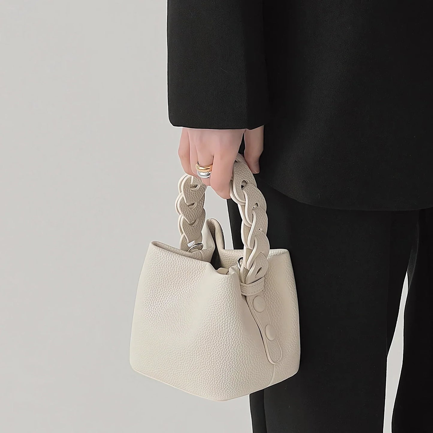 Whisper Soft - Braided Bucket Bag for Effortless Grace